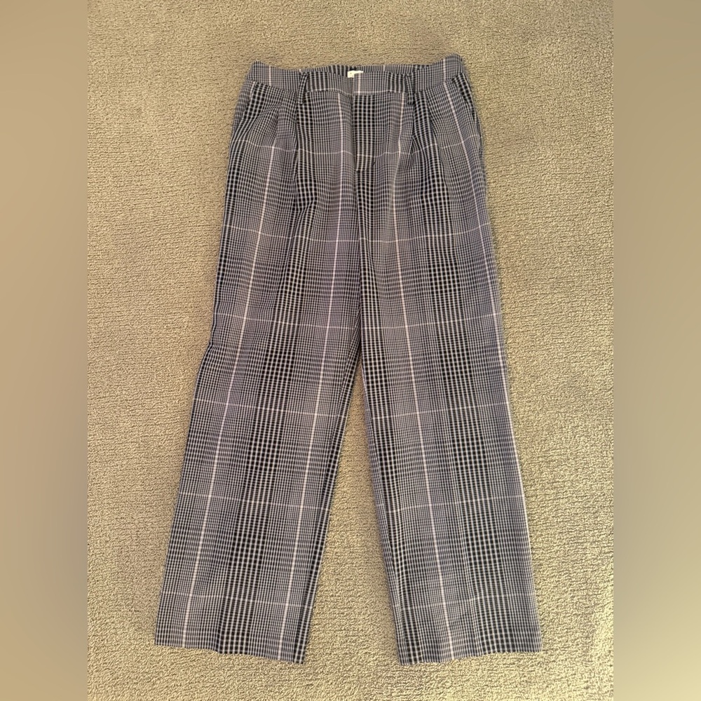 A New Day Light Blue, Black and White Trousers with Classic Plaid Design